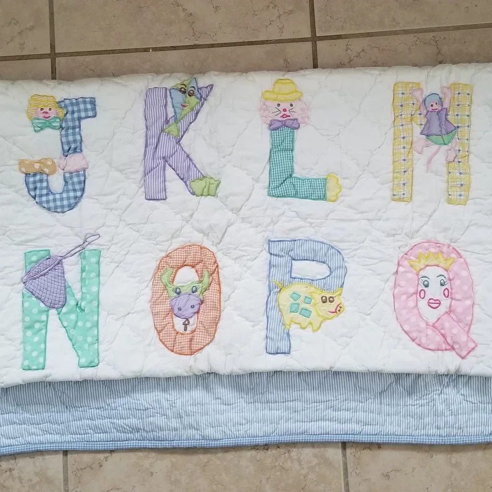 RARE KIDSLINE CLASSIC ALPHABET STRIPE BABY NURSERY CRIB COMFORTER QUILT THROW